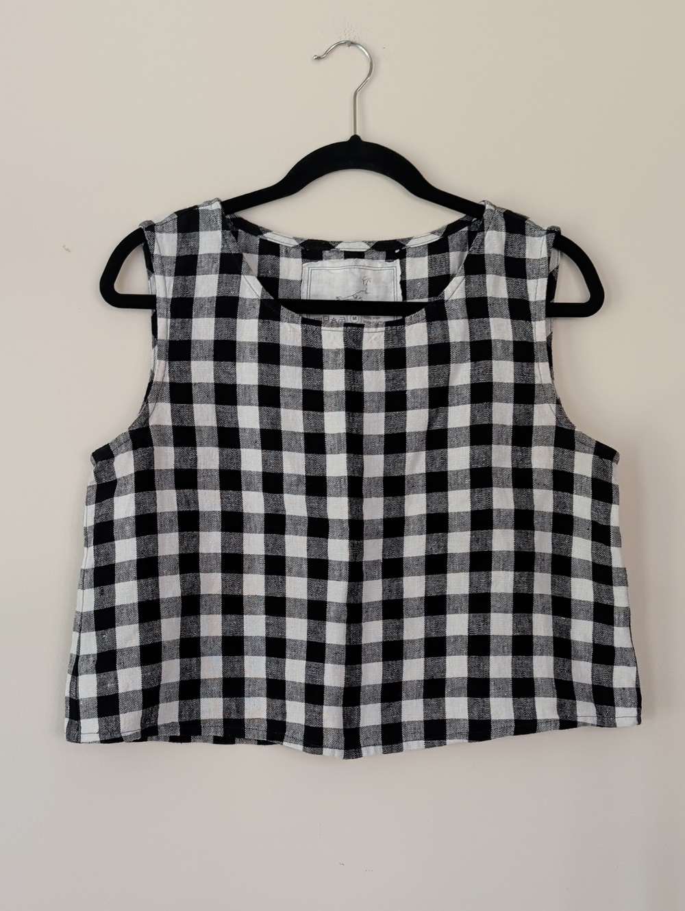 notPERFECTLINEN Black & White Gingham Sleeveless Tank Size M